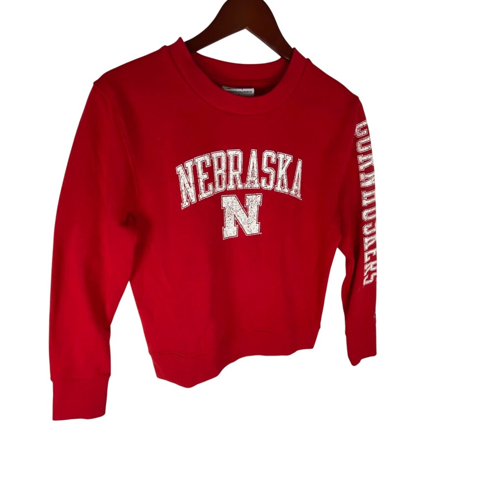 Nebraska Cornhuskers Sweatshirt Mens Small Red Champion Pullover Fleece NCAA